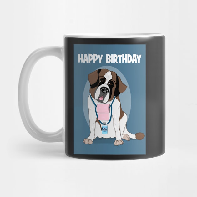 St Bernard dog brings sanitiser and toilet roll for birthday by Happyoninside